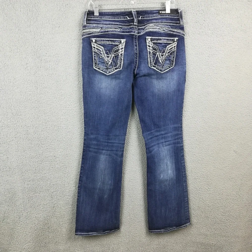 Vigoss Womens Jeans Chelsea Boot Cut Blue Denim Stone Wash Mid Rise 10